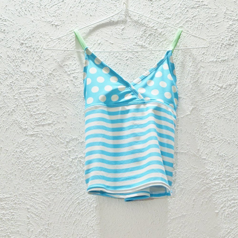 Blue & White Polka Dot Tankini Swim Tank Top